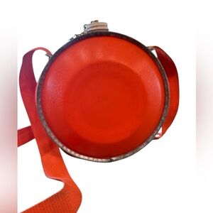 Vintage Oasis 4 Qt Orange Metal Forestry Service Canteen with Carrying Strap